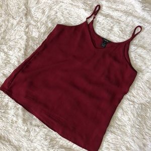 Burgundy chiffon tank top
